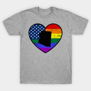 Arizona United States Gay Pride Flag Heart T-Shirt